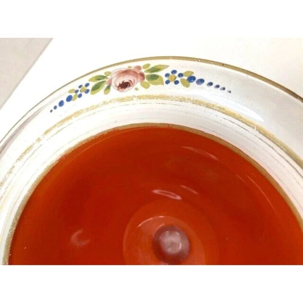 Rare Vtg Hand Painted Lancaster Marqurite Orange Flower Accent Glaze Bowl 1930‎